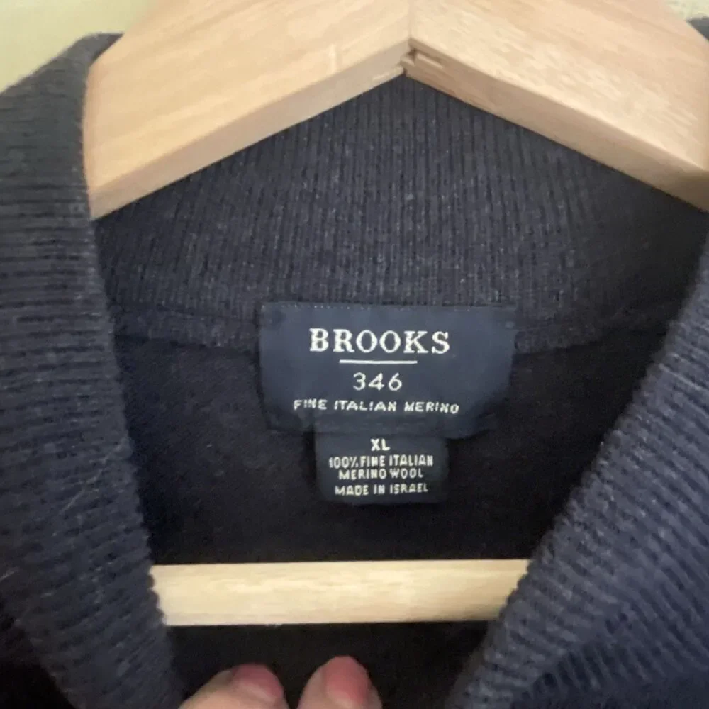 Brooks Brothers 346 Sweater Men XL Navy Blue Pullover 100% Italian Merino Wool